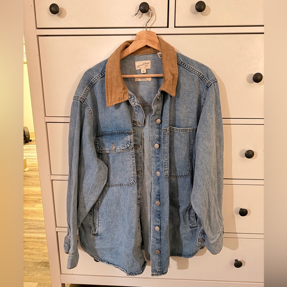 Universal Thread Oversized Jean Shacket, Corduroy Collar – XL